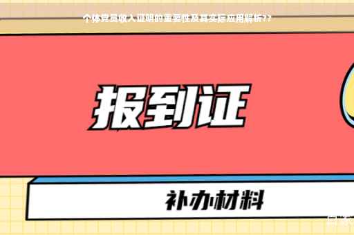个体党员收入证明的重要性及其实际应用解析??