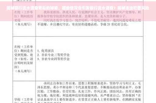 揭秘银行流水调查背后的秘密，哪些情况会引发银行流水调查？揭秘违法犯罪风险！