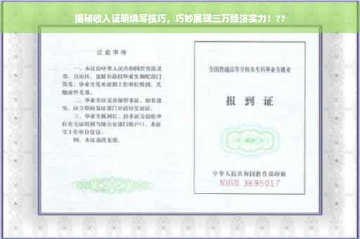 揭秘收入证明填写技巧，巧妙展现三万经济实力！??
