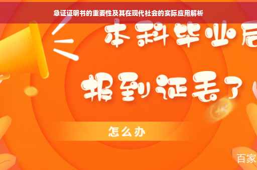 急证证明书的重要性及其在现代社会的实际应用解析