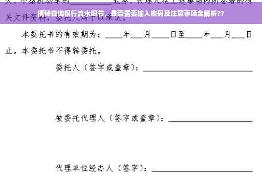 揭秘查询银行流水细节，是否需要输入密码及注意事项全解析??