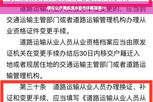 银行公户跨省流水操作详解指南??