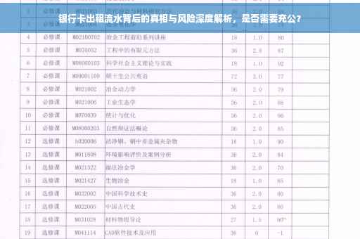 银行卡出租流水背后的真相与风险深度解析，是否需要充公？