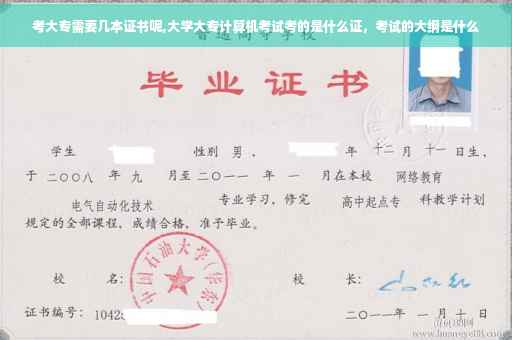 考大专需要几本证书呢,大学大专计算机考试考的是什么证，考试的大纲是什么