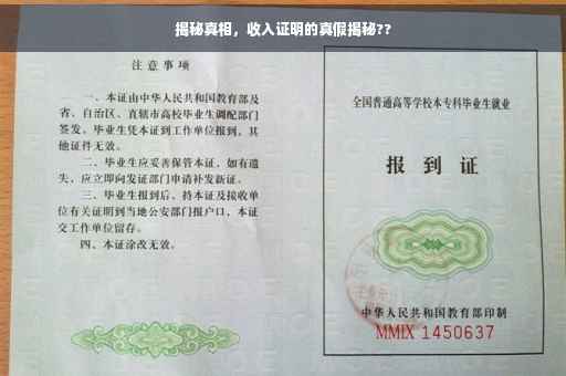 揭秘真相，收入证明的真假揭秘??