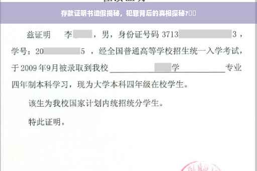 存款证明书造假揭秘，犯罪背后的真相探秘?⚡️