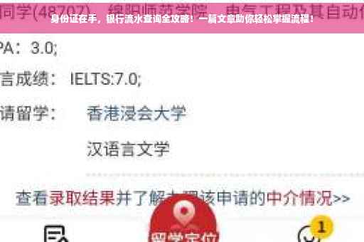 身份证在手，银行流水查询全攻略！一篇文章助你轻松掌握流程！