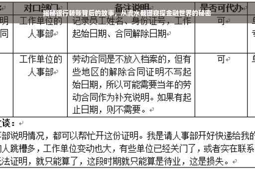 揭秘银行转账背后的故事，从流水截图窥探金融世界的秘密