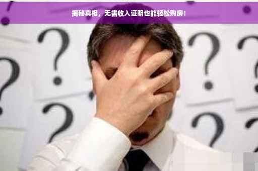 揭秘真相，无需收入证明也能轻松购房！