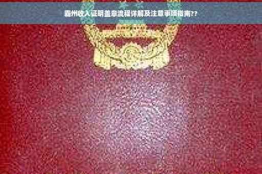霸州收入证明盖章流程详解及注意事项指南??