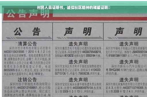 村民人品证明书，诚信社区精神的璀璨证明✨