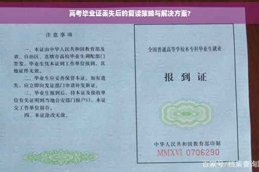 高考毕业证丢失后的复读策略与解决方案?