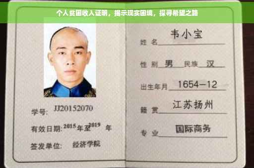 个人贫困收入证明，揭示现实困境，探寻希望之路
