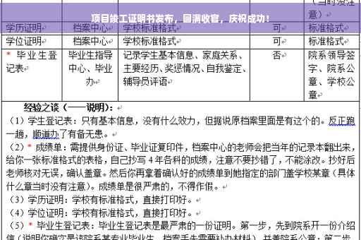 项目竣工证明书发布，圆满收官，庆祝成功！