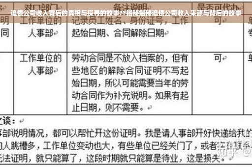 追债公司收入背后的真相与探寻的故事??揭秘揭秘追债公司收入来源与背后的故事
