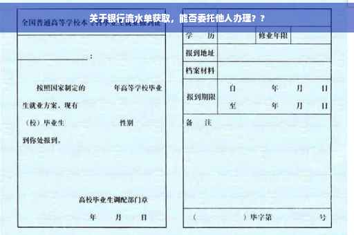 关于银行流水单获取，能否委托他人办理？?