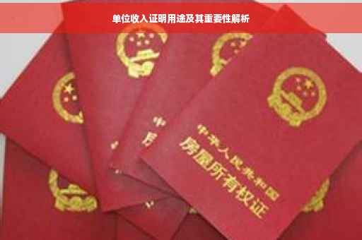 单位收入证明用途及其重要性解析