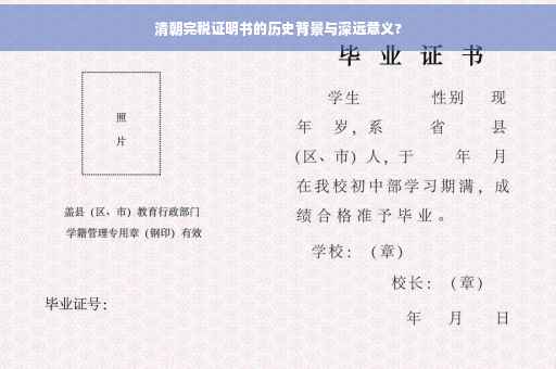 清朝完税证明书的历史背景与深远意义?