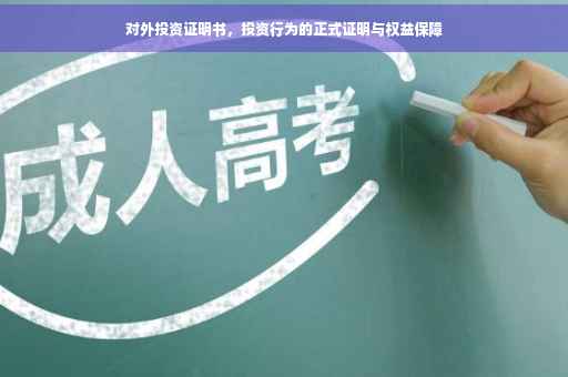 对外投资证明书，投资行为的正式证明与权益保障