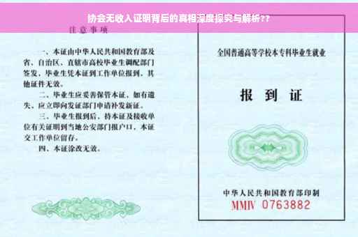 协会无收入证明背后的真相深度探究与解析??