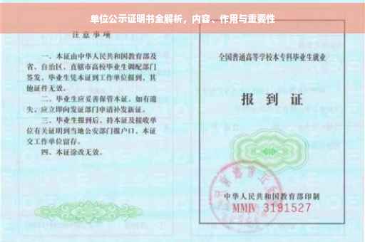 单位公示证明书全解析，内容、作用与重要性