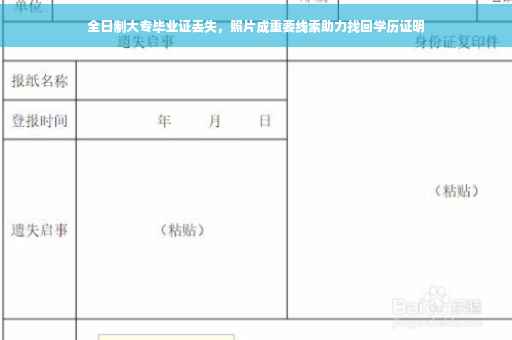 全日制大专毕业证丢失，照片成重要线索助力找回学历证明