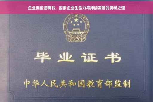 企业存续证明书，探索企业生命力与持续发展的奥秘之道