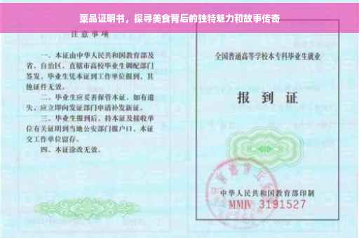 菜品证明书，探寻美食背后的独特魅力和故事传奇