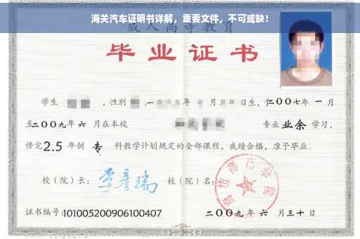 海关汽车证明书详解，重要文件，不可或缺！