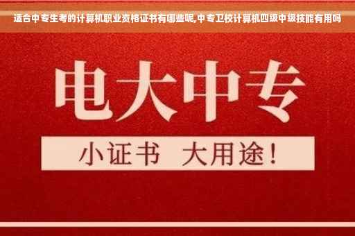 适合中专生考的计算机职业资格证书有哪些呢,中专卫校计算机四级中级技能有用吗