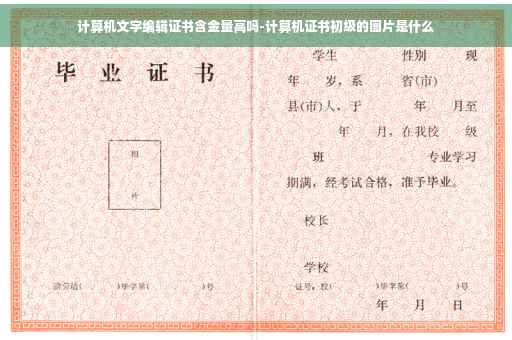 计算机文字编辑证书含金量高吗-计算机证书初级的图片是什么