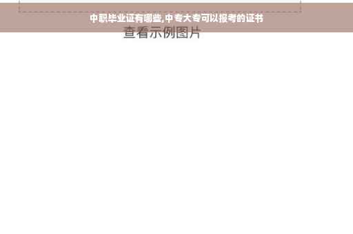 中职毕业证有哪些,中专大专可以报考的证书