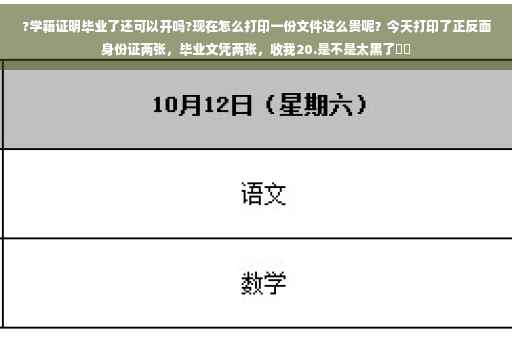 ?学籍证明毕业了还可以开吗?现在怎么打印一份文件这么贵呢？今天打印了正反面身份证两张，毕业文凭两张，收我20.是不是太黑了⚡️