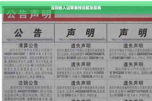 深圳收入证明表格详解及指南