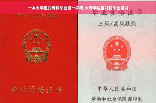 一本大学里的专科毕业证一样吗,大专学位证书和毕业证书