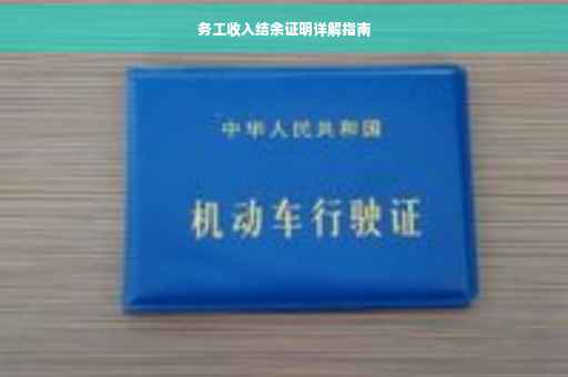 务工收入结余证明详解指南