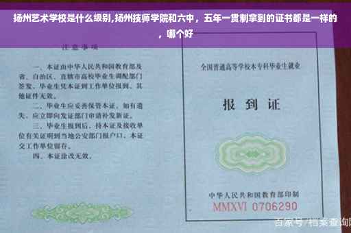 扬州艺术学校是什么级别,扬州技师学院和六中，五年一贯制拿到的证书都是一样的，哪个好