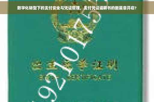 数字化转型下的支付安全与凭证管理，支付凭证证明书的新篇章开启?