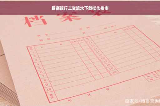 招商银行工资流水下载操作指南