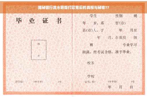 揭秘银行流水明细打印背后的真相与秘密??