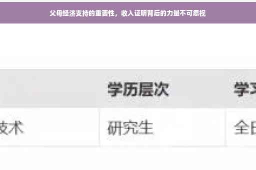 父母经济支持的重要性，收入证明背后的力量不可忽视