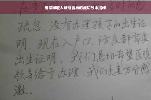瑞家园收入证明背后的成功故事揭秘