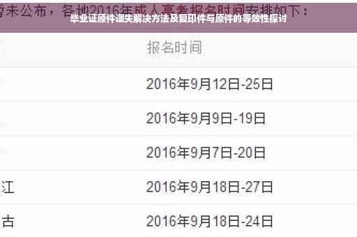 毕业证原件遗失解决方法及复印件与原件的等效性探讨
