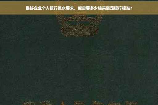 揭秘企业个人银行流水要求，你需要多少钱来满足银行标准？
