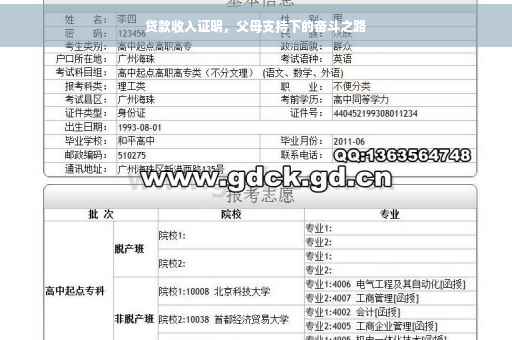 贷款收入证明，父母支持下的奋斗之路
