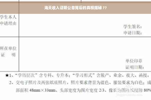 海天收入证明公章背后的真相揭秘 ??
