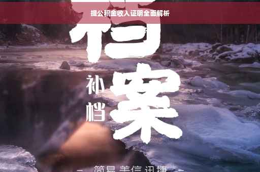 提公积金收入证明全面解析