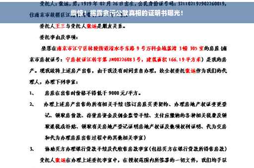震惊！揭露贪污公款真相的证明书曝光！