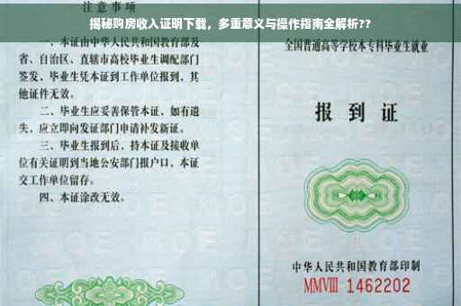 揭秘购房收入证明下载，多重意义与操作指南全解析??