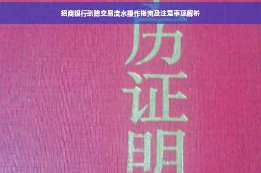 招商银行删除交易流水操作指南及注意事项解析